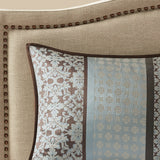 Classical Damask 7-Piece Comforter Set, Brown/Blue