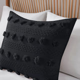 Clip Jacquard Pompom Duvet Cover Set, Black