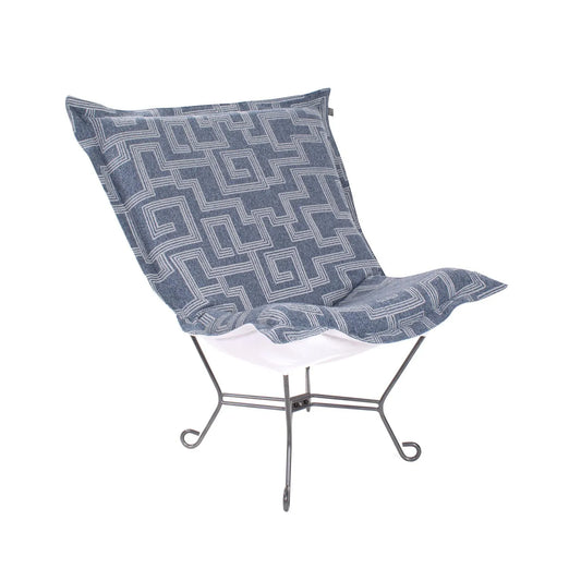 Indoor/Outdoor Puff Scroll Chair Syros Denim