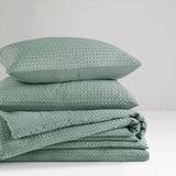 Wholesale Waffle Weave Textured All Season Comforter Set, Sage Green