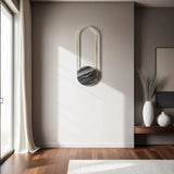 Balance of Mies Black Marble and Stainless Steel Clock