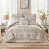 7 Piece Shabby Chic Comforter Set, Neutral