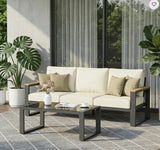 75" Outdoor Aluminum Sofa and Table with Cushion