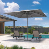 PURPLE LEAF Semi-Auto Outdoor Market Table Umbrella with Heavy-Duty Fabric