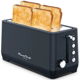 Plum Chef 4-Slice Toaster, Extra Wide Long Slot Toaster with Warming Rack, 6 Browning Settings, Bagel/Defrost/Reheat Functions, Removable Crumb Tray, Stainless Steel Housing 1350W, Matte Blue