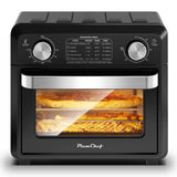 Plum Chef Air Fryer Toaster Oven 11QT, 5-in-1 Countertop Oven with Rapid Air Circulation, Air Fry, Bake, Broil, Dehydrate, Toast, for 1-2 People, 1000W, Oil-Free, Includes Frying Basket & Baking Pan, Black