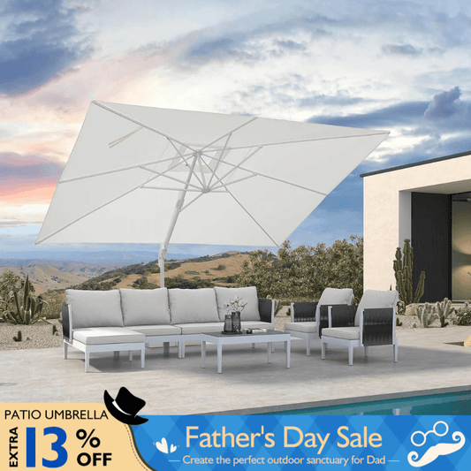 PURPLE LEAF Morden White Outdoor Umbrella Premium Aluminum Patio Cantilever Pool Sun Umbrellas