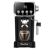 PlumChef PLJY0110 20BAR Espresso Machine with Milk Frother, 1350W Fast Heating, Compact Vertical Design, Built-in Cup Warmer, 43OZ Detachable Tank, for Latte Americano Cappuccino, Black
