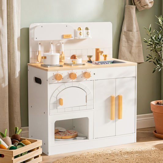 ROBUD Wooden Kids Play Kitchen with Pizza Oven