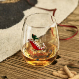 Crystal Christmas Santa's Sleigh Wine & Water Glasses - Set of 2, 17.5oz