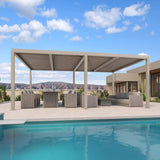 PURPLE LEAF Athena Louvered Pergola Modern Champagne Pergola with Adjustable Roof for Deck Backyard Garden