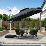 PURPLE LEAF Large Square Patio Cantilever Umbrella With Base for Garden Pool Porch