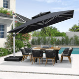 PURPLE LEAF Large Square Patio Cantilever Umbrella With Base for Garden Pool Porch