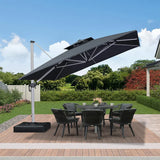 PURPLE LEAF Large Square Patio Cantilever Umbrella With Base for Garden Pool Porch
