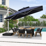PURPLE LEAF Large Square Patio Cantilever Umbrella With Base for Garden Pool Porch