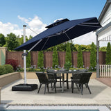 PURPLE LEAF Large Square Patio Cantilever Umbrella With Base for Garden Pool Porch