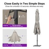 PURPLE LEAF Semi-Auto Outdoor Market Table Umbrella with Heavy-Duty Fabric