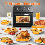 【USED】 80% New Plum chef Air Fryer, 13QT Multifunctional Convection Toaster Oven Combo, 360° Hot Air Circulation, Oil-Free Cooking, Adjustable Time & Temp Control, Black