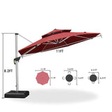 PURPLE LEAF Large Round Patio Cantilever Umbrella With Base for Deck, Pool, Backyard