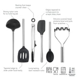 Silicone and Stainless Steel Utensils - Set of 6
