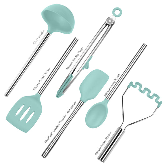 Silicone and Stainless Steel Utensils - Set of 6