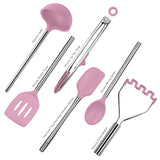Silicone and Stainless Steel Utensils - Set of 6