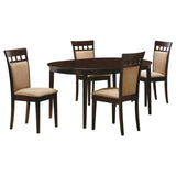 Gabriel 5-Piece Upholstered-Back Oval Extension Dining Set – Cappuccino