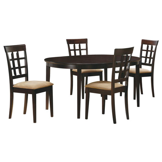 Gabriel 5-Piece Lattice-Back Oval Extension Dining Set - Cappuccino