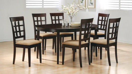Gabriel 7-Piece Lattice-Back Oval Extension Dining Set Cappuccino