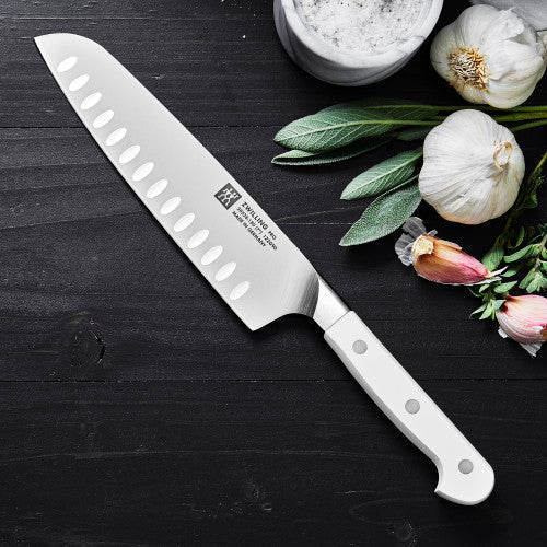 ZWILLING Pro Le Blanc 7-inch Hollow Edge Santoku Knife