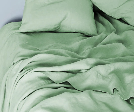 Green Linen Sheet Set - Matcha Green
