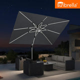 PURPLE LEAF SUNBRELLA Solar Cantilever Umbrella with Lights for Outdoor Patio