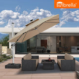 PURPLE LEAF SUNBRELLA Solar Cantilever Umbrella with Lights for Outdoor Patio