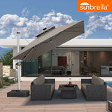 PURPLE LEAF SUNBRELLA Solar Cantilever Umbrella with Lights for Outdoor Patio