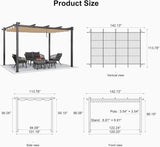 PURPLE LEAF Outdoor Pergola with Retractable Canopy Aluminum Shelter for Porch Garden  Beach Shade Pavilion Pergola Modern Backyard Deck