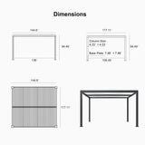 PURPLE LEAF Athena Louvered Pergola Modern Grey Pergola White Roof with Sanori Patio Couch Set Modular Sofas for Deck Backyard Garden