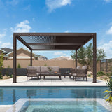 PURPLE LEAF Athena Louvered Pergola Outdoor Aluminum Pergola with Adjustable Roof for Deck Backyard Garden Hardtop Gazebo