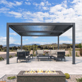PURPLE LEAF Athena Louvered Pergola Outdoor Aluminum Pergola with Adjustable Roof for Deck Backyard Garden Hardtop Gazebo