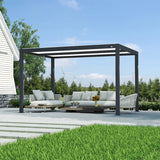 PURPLE LEAF Athena Louvered Pergola Modern Grey Pergola with White Roof for Deck Backyard Garden