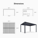 PURPLE LEAF Athena Louvered Pergola Outdoor Aluminum Pergola with Adjustable Roof for Deck Backyard Garden Hardtop Gazebo