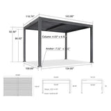 PURPLE LEAF Caesar Outdoor Louvered Pergola Patio Sun Shade Shelter with Adjustable Hardtop Patio Pergola Gray Frame White Roof