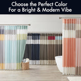 Color Block Silky Shower Curtain, Navy Blue