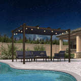 PURPLE LEAF Pergola Outdoor Retractable Metal Pergola with Canopy Patio Pergola with Shade Cover for Garden Pool Yard Beach Deck