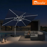 PURPLE LEAF SUNBRELLA Solar Cantilever Umbrella with Lights for Outdoor Patio
