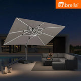 PURPLE LEAF SUNBRELLA Solar Cantilever Umbrella with Lights for Outdoor Patio