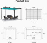 PURPLE LEAF Outdoor Pergola with Retractable Canopy Aluminum Shelter for Beach Porch Garden  Shade Pavilion Pergola  with Curtains