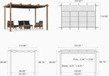 PURPLE LEAF Outdoor Retractable Pergola with Sun Shade Canopy Patio Metal Shelter for Garden Pavilion Natural Wood Grain Frame Grill Gazebo