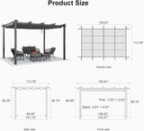 PURPLE LEAF Outdoor Pergola with Retractable Canopy Aluminum Shelter for Porch Garden  Beach Shade Pavilion Pergola Modern Backyard Deck
