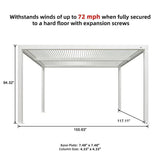 PURPLE LEAF Athena Louvered Pergola White Outdoor Aluminum Pergola with Strip Lights Adjustable Gazebo for Patio Deck Garden