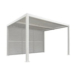 PURPLE LEAF Athena Louvered Pergola white Outdoor Aluminum Pergola with Shutter Wall Adjustable Gazebo Rainproof for Patio Deck Garden